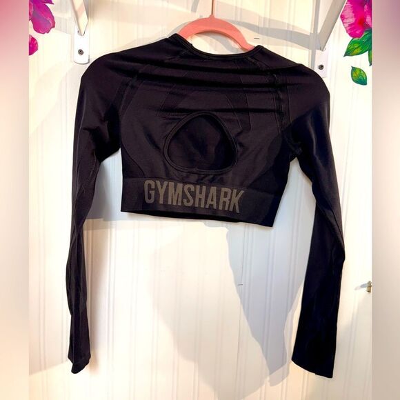 Gymshark Black Long Sleeve Crop Top Sz S - Picture 7 of 8